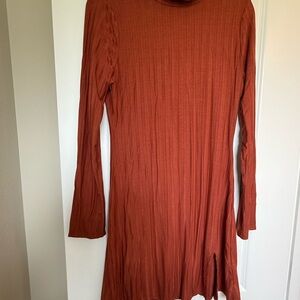 Elegant Rust Long Sleeve Dress